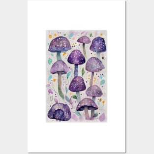 Purple Mushrooms Posters and Art